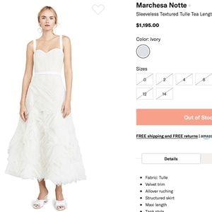 Marchesa Notte Sleeveless Textured Tulle Tea Length Gown